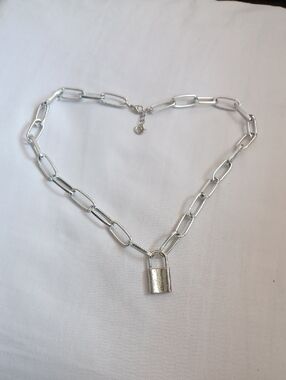 4/$40 Silver Padlock Link Chain Necklace